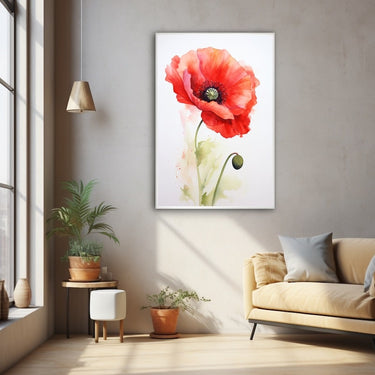 Poppy Flower Watercolor Painting
